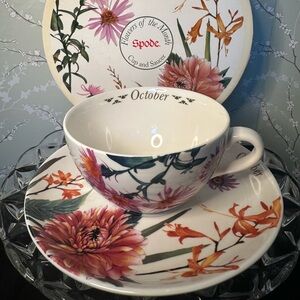 Spode Flowers of the Month Cup & Saucer for October
